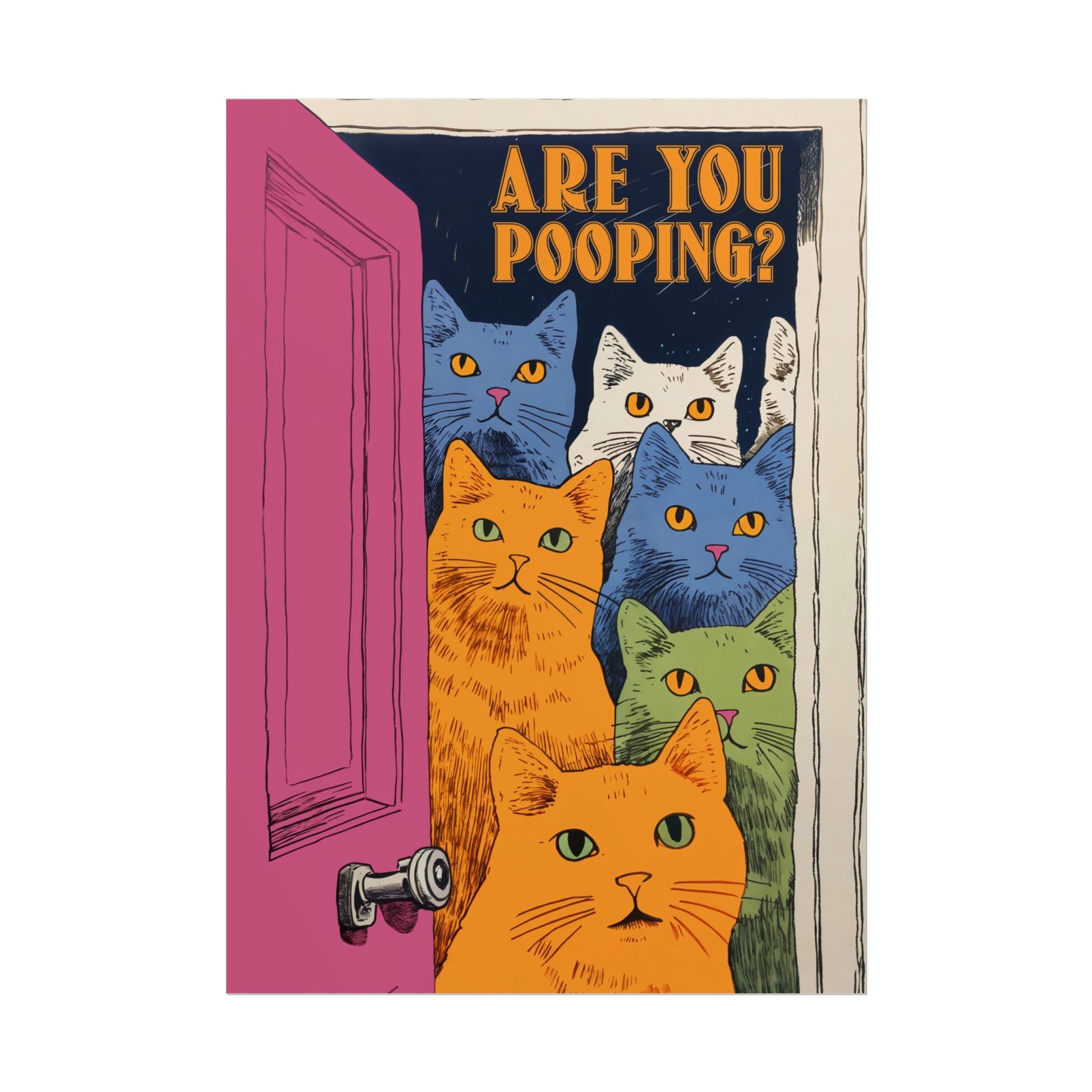 Bathroom Cat Poster For Toilet Wall Art Funny Cat Print Maximalist Wall Art Bathroom Wall Art Toilet Poster Funny Posters Are You Pooping Poster Large Sized Art