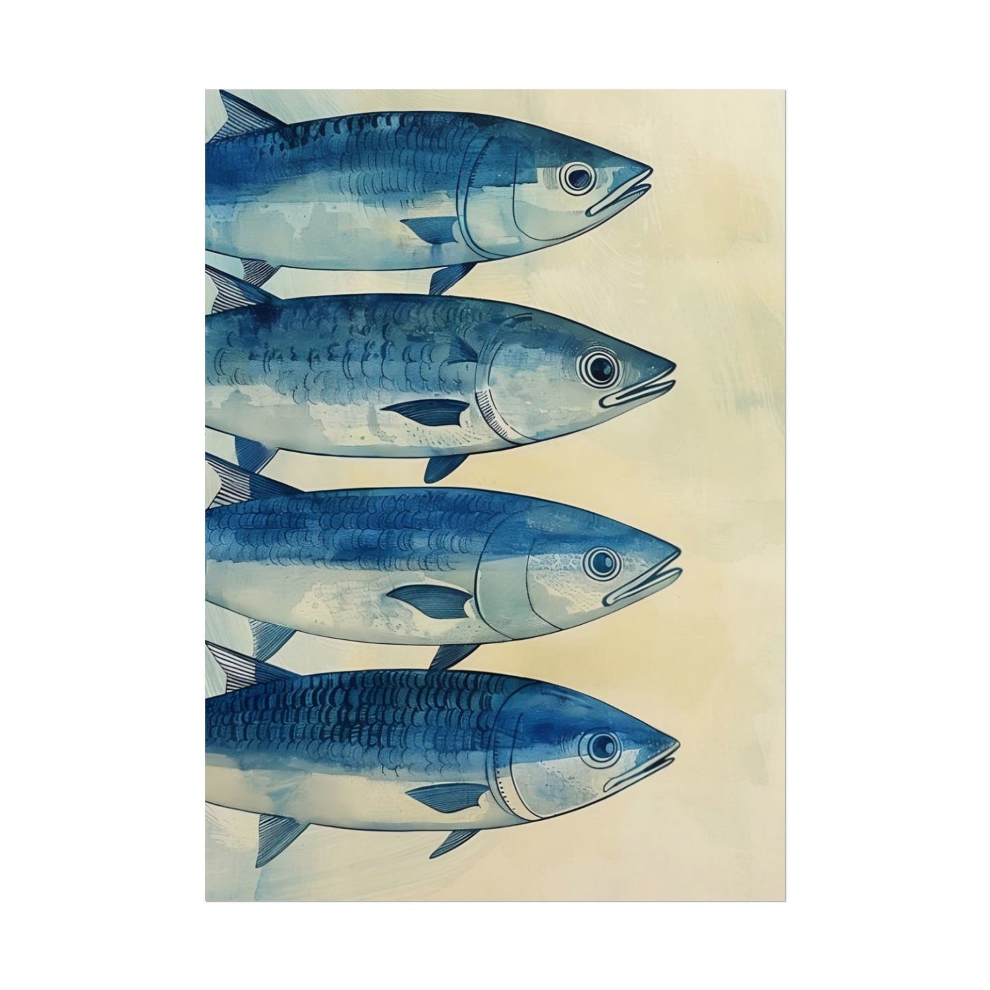 Blue Fish Poster Sardines Art Print Kitchen Wall Art Retro Fish Art For Laundry Nautical Bathroom Art Funny Fish Poster Beach House