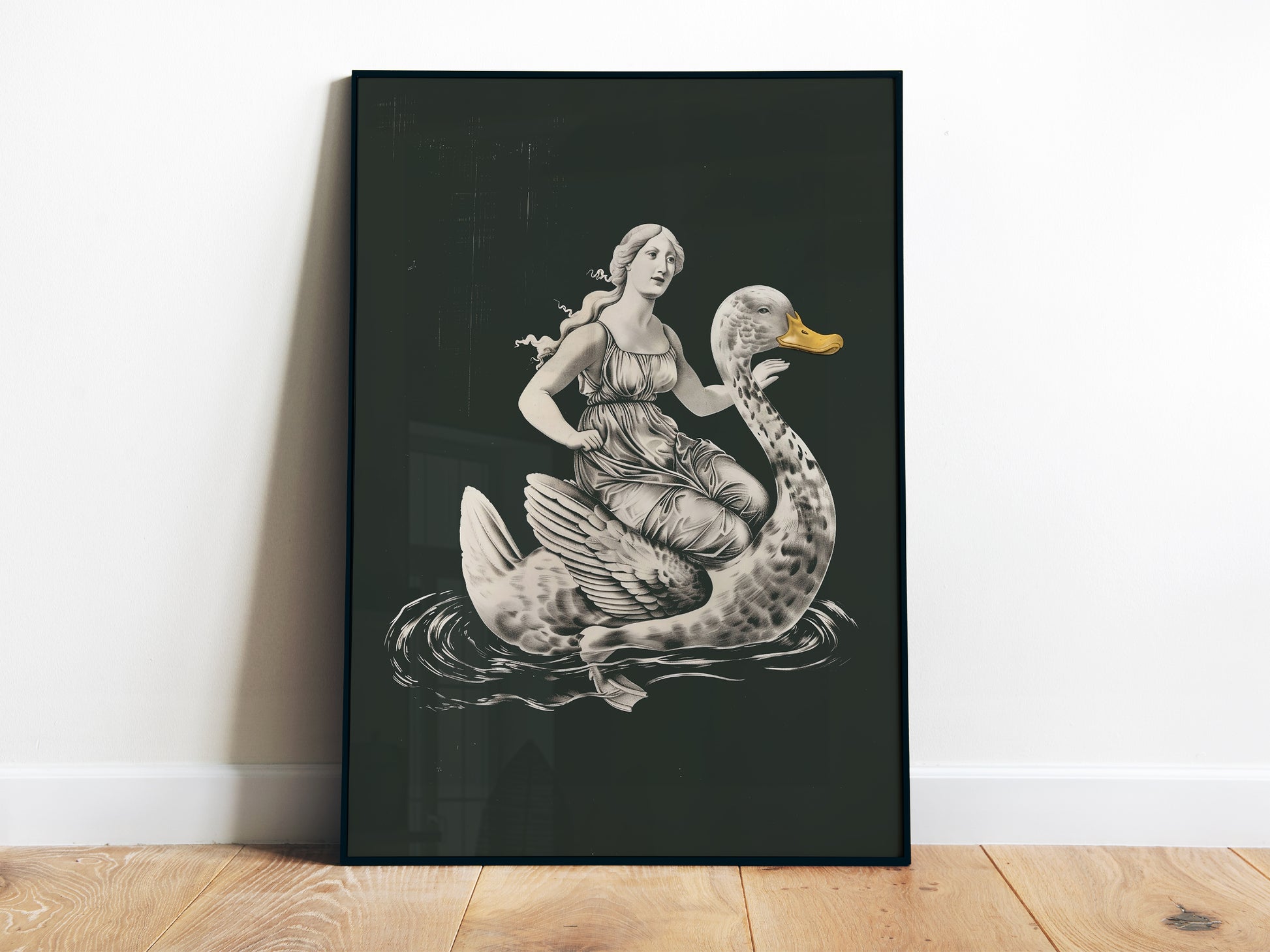 Venus riding a rubber duck Funny Poster for Bathroom Wall Art Vintage Funny Toilet Print Duck Poster Dark Minimalist Art Eclectic Print