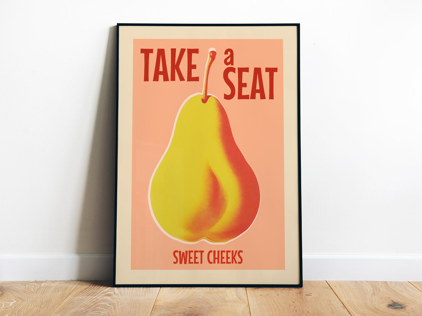 Take a Seat Sweet Cheeks Poster Bathroom Wall Art for Toiler Art Print Pink Funny Bathroom Sign Nice Bum Wall Art Funny Pear Poster