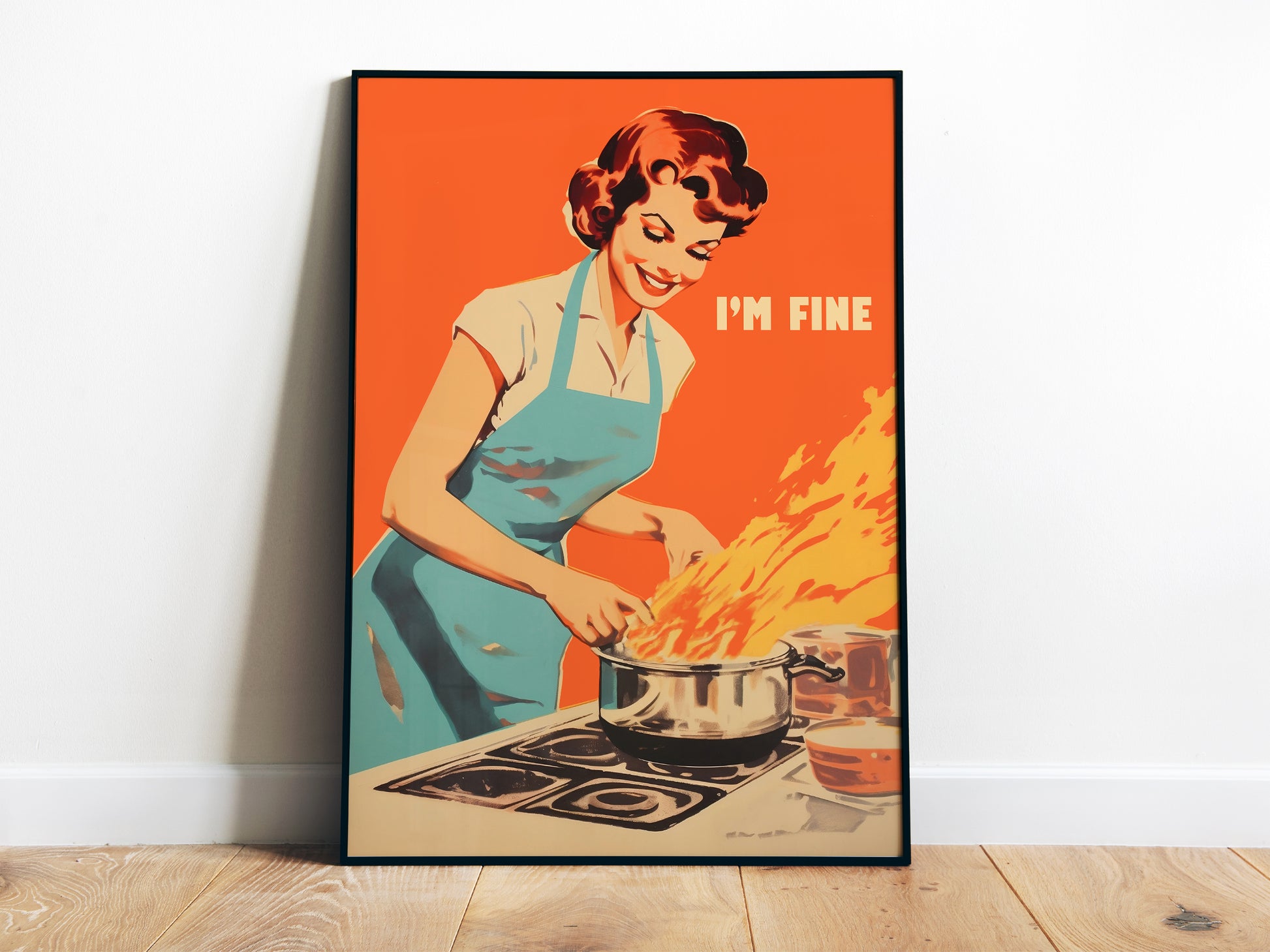 Retro Kitchen Print Funny 50s Poster Retro Cooking Print Kitchen Wall Art Happy Housewife Poster I'm Fine Print Retro Kitchen Art 