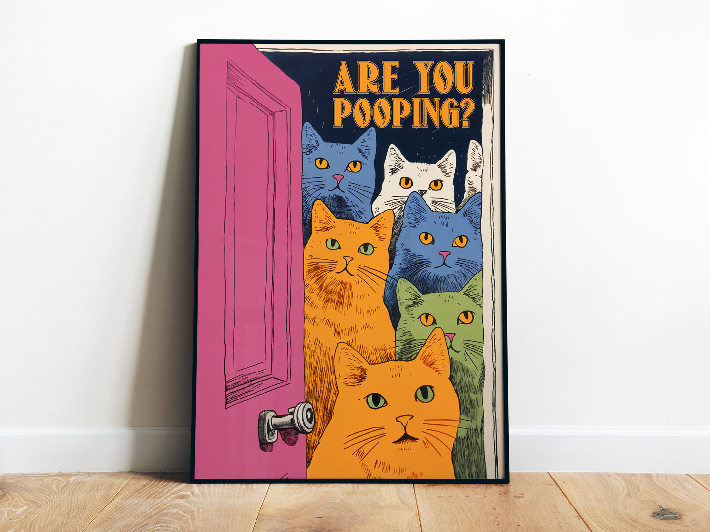 Bathroom Cat Poster For Toilet Wall Art Funny Cat Print Maximalist Wall Art Bathroom Wall Art Toilet Poster Funny Posters Are You Pooping Poster Large Sized Art