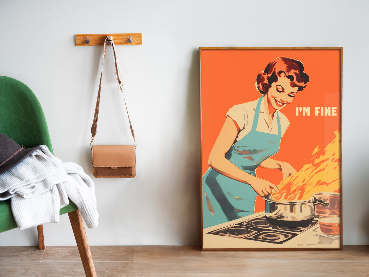 Retro Kitchen Print Funny 50s Poster Retro Cooking Print Kitchen Wall Art Happy Housewife Poster I'm Fine Print Retro Kitchen Art 