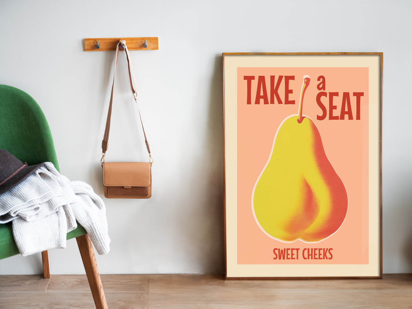 Take a Seat Sweet Cheeks Poster Bathroom Wall Art for Toiler Art Print Pink Funny Bathroom Sign Nice Bum Wall Art Funny Pear Poster