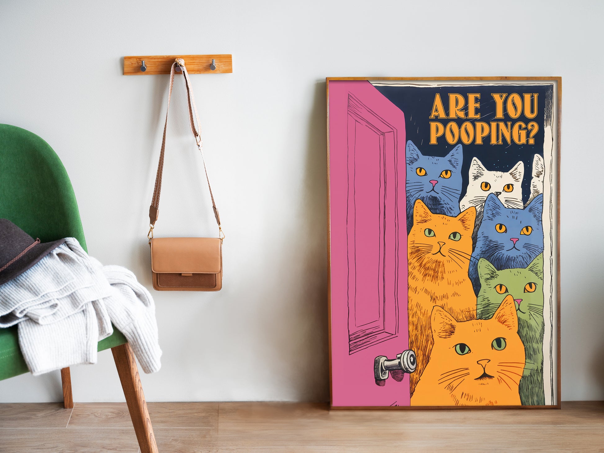 Bathroom Cat Poster For Toilet Wall Art Funny Cat Print Maximalist Wall Art Bathroom Wall Art Toilet Poster Funny Posters Are You Pooping Poster Large Sized Art