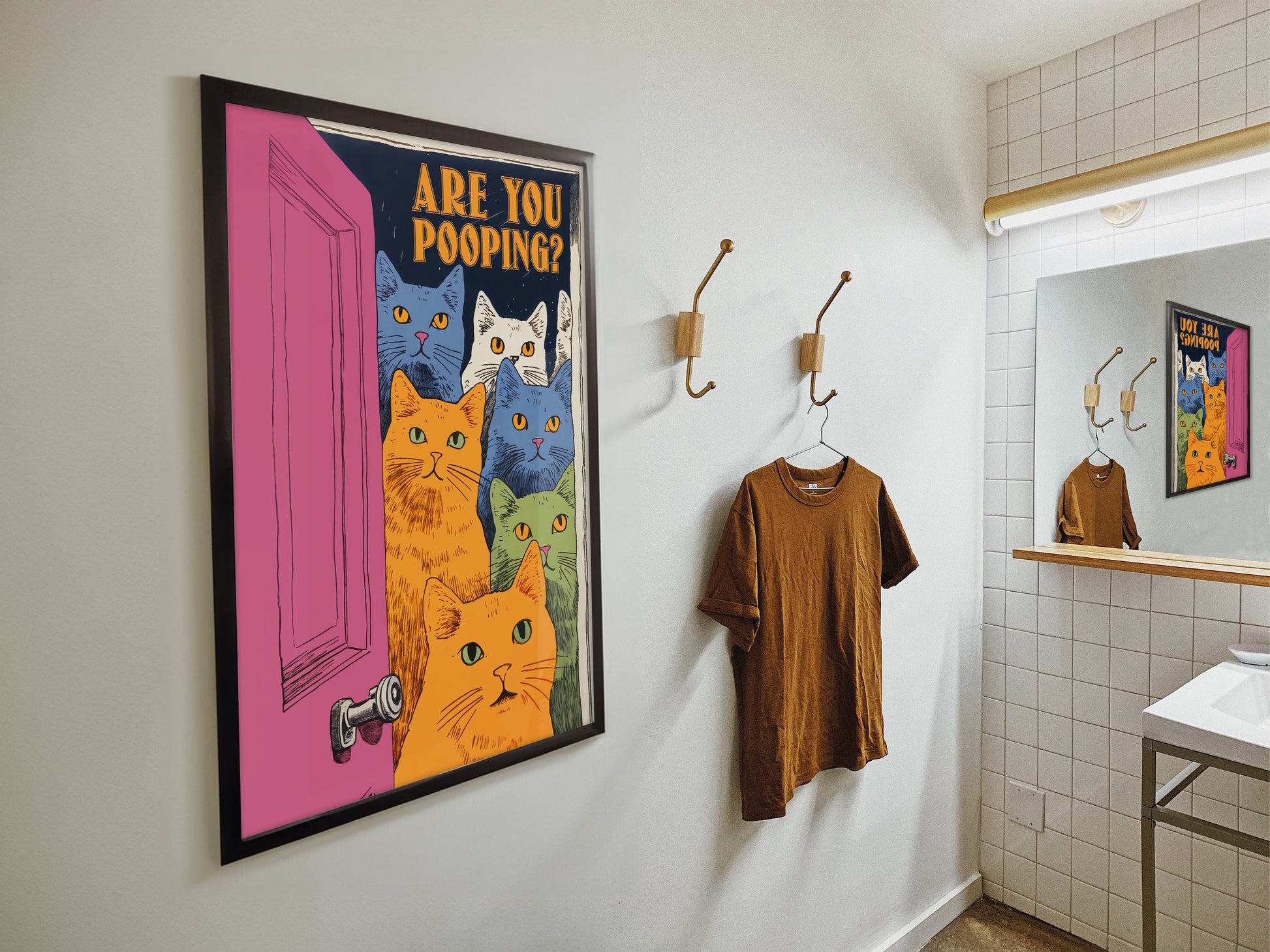 Bathroom Cat Poster For Toilet Wall Art Funny Cat Print Maximalist Wall Art Bathroom Wall Art Toilet Poster Funny Posters Are You Pooping Poster Large Sized Art