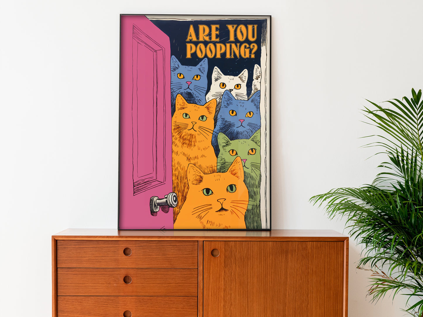 Bathroom Cat Poster For Toilet Wall Art Funny Cat Print Maximalist Wall Art Bathroom Wall Art Toilet Poster Funny Posters Are You Pooping Poster Large Sized Art