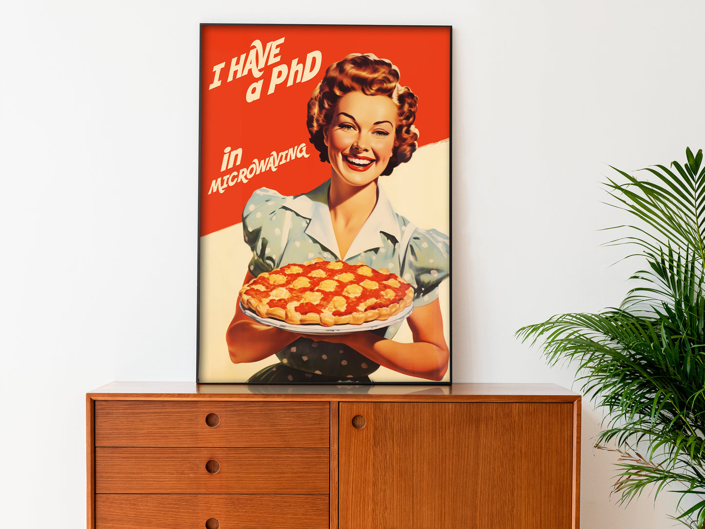 Funny Kitchen Poster Printable Funny Kitchen Art Retro Housewife Poster Digital Gift For Chefs Vintage Cooking Poster 50s 60s Kitchen Decor I have a Phd in microwaving poster