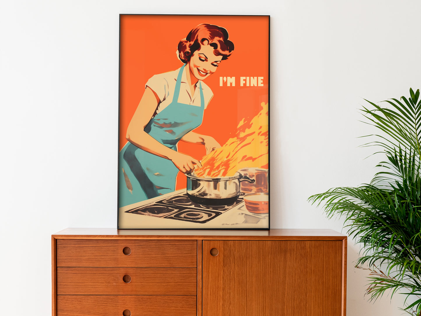 Retro Kitchen Print Funny 50s Poster Retro Cooking Print Kitchen Wall Art Happy Housewife Poster I'm Fine Print Retro Kitchen Art 